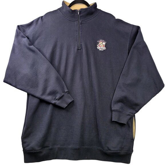 Disney Vintage 80's Golf Collection Pullover 1/4 Zip Sweatshirt 2XL Navy Beige